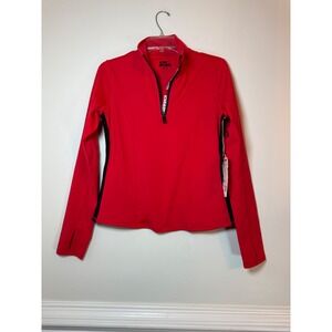 Love Sports Womens Quarter Zip Pullover Red Black White Athletic Top Size M New